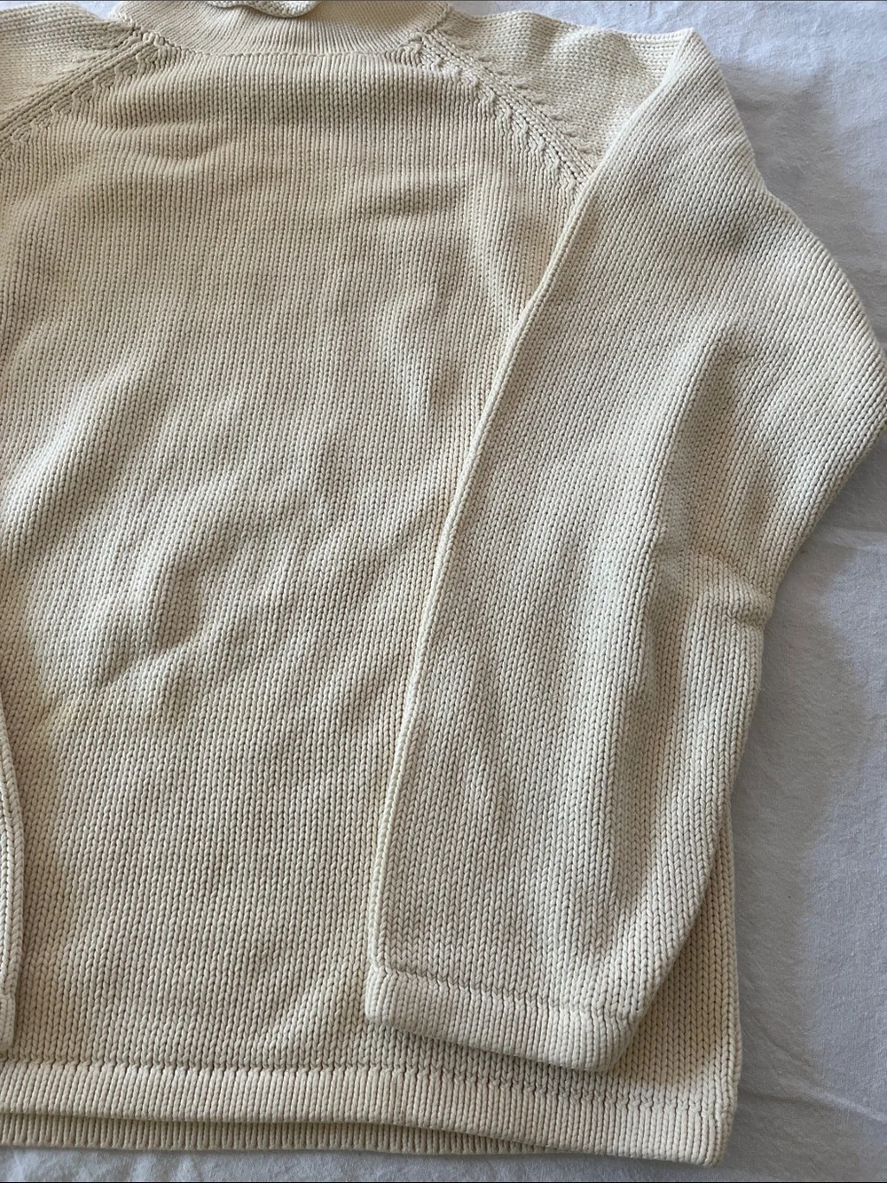 J Crew Cotton Mock Neck Sweater Cream Sz XL